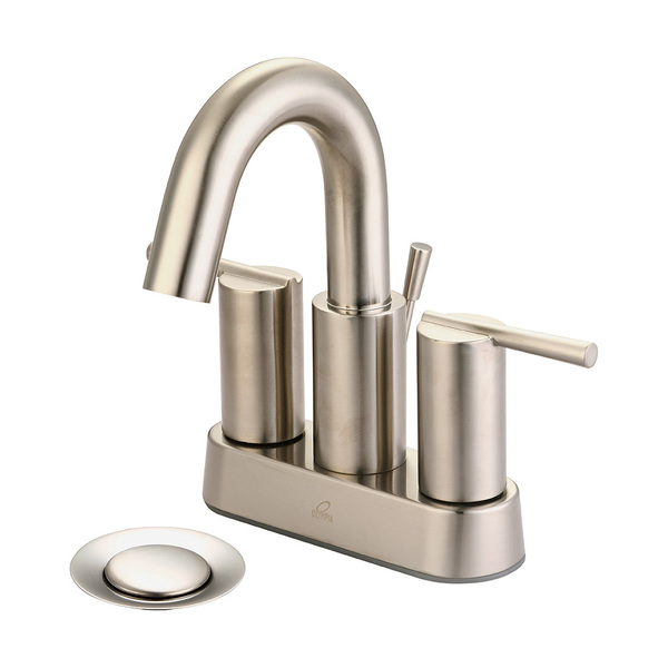Olympia Faucets Two Handle Lavatory Faucet, NPSM, Centerset, Brushed Nickel, Number of Holes: 3 Hole L-7520-BN